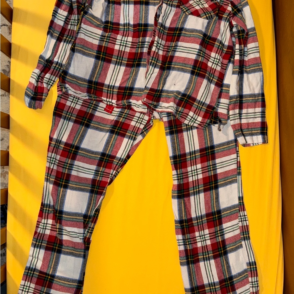 Old Navy Womens XSP Plaid Pajama Set - Red, Blue, and White